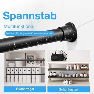 Набір з 2 штук штанги для карниза без свердління, 76-165 см. Підходить для душу, вікна, кухні, шафи. Чорний колір.