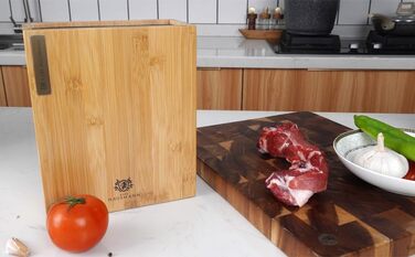 Підставка для ножів Karl Hausmann з бамбука без ножів з вставкою з щетиною - 23 x 20 x 9 см - універсальна дерев'яна підставка для ножів