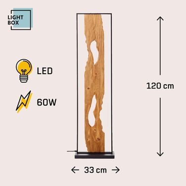 Світлодіодний торшер Lightbox 120см Дерево/Метал Ножний перемикач і світлодіодна стрічка Чорно-коричневий індустріальний стиль