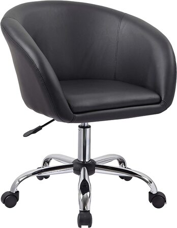 Обертовий стілець Duhome на коліщатках, стілець для макіяжу зі штучної шкіри, стілець-каталка на коліщатках з відкидною спинкою, офісний стілець для туалетного столика з