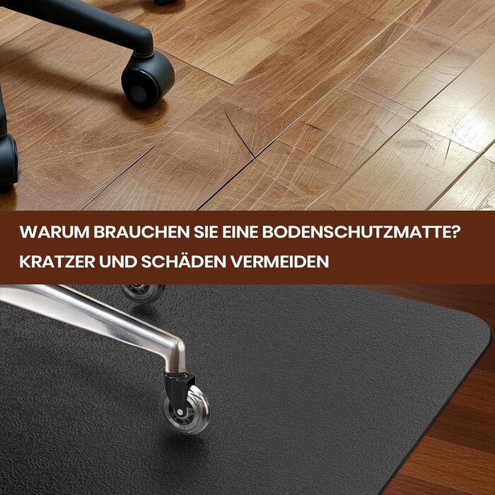 Килимок під офісний стілець COSYLAND, 120 x 150 см. Захист для підлоги, антиковзаючі, легко миються. Підходить для твердих підлог, ламінату, паркету (Чорний)