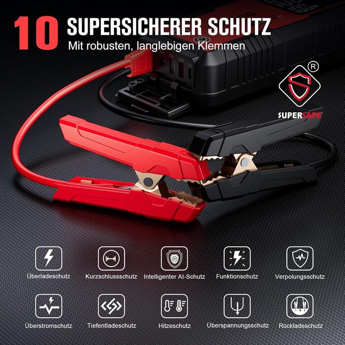 Powerbank-пусковий пристрій GOOLOO GT6000: 6000A, LED-ліхтарик, екран 3.2