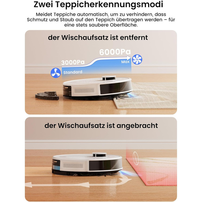 Робот-пилосос LEFANT M2Plus з функцією миття підлоги, 6000Pa, LiDAR-навігація, самоочищення, ідеальний для видалення шерсті тварин