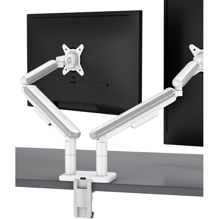 Кріплення для монітора Desktronic, до 32 дюймів, 8 кг, 360° обертання, регулювання висоти, міцна конструкція, проста установка, для великих моніторів, ергономічне, VESA 75/100 (білий, ДВОЙНЕ)