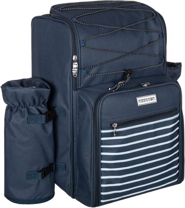 Рюкзак для пікніка Andora на 4 особи з інтегрованою сумкою-холодильником, зелений, з аксесуарами (темно-синій, білий)