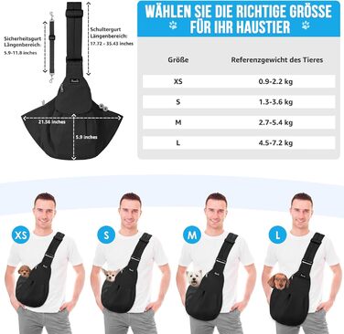 Сумка-переноска для собак SlowTon з плечовим ременем, передня кишеня, чорно-водонепроникна M (2,7-5,4 кг)