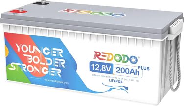 Акумулятор Redodo LiFePO4 12V 200Ah Plus, 200A BMS, 4000-15000 циклів, заміна на свинцево-кислотний, AGM, гель