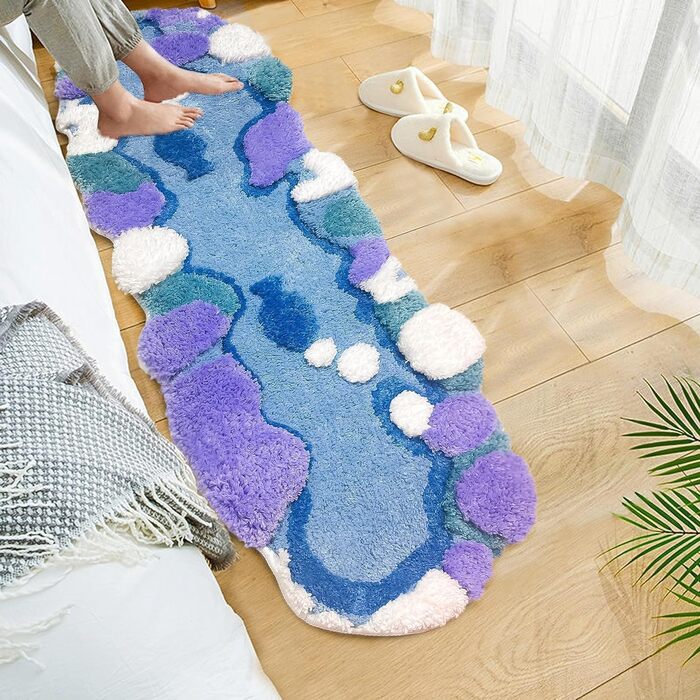 Килимки для ванної Kyhlten 3D Moss Carpet, нековзкі, можна прати в пральній машині, мікрофібра, синій, 80x50 см