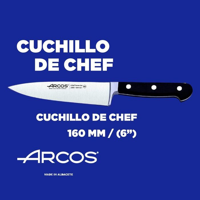 Набір кухонних ножів Arcos Clasica (6 предметів) з блоком - 4 ножі + кухонні ножиці + точилка - нержавіюча сталь NITRUM, ручки POM, дерев'яний блок