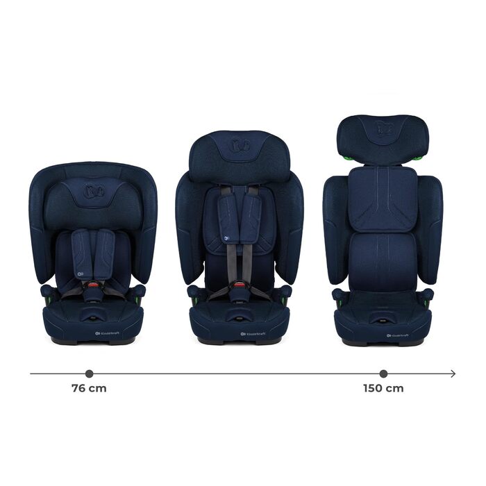 Автокрісло Kinderkraft FIX2GO i-Size 76-150 см (15 міс - 12 років), ISOFIX, Top Tether, SPS+, H-GUARD+, сіре (Blue)