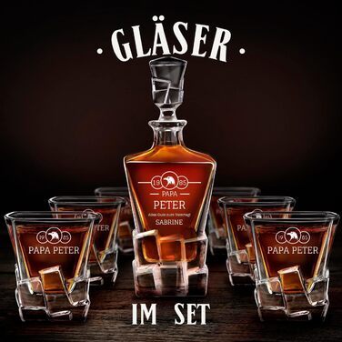 Мавертон Карафа для віскі 950 мл + Набір з 6 склянок для віскі з гравіюванням - Декантер для віскі - Подарунок на Різдво - Люкс дизайн - Кристалеве скло - для чоловіків на день народження (Орел)