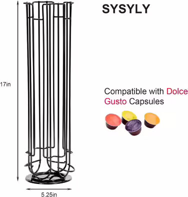 Обертова підставка для капсул SYSYLY на 32 капсули Dolce Gusto, чорна, із нековзною основою