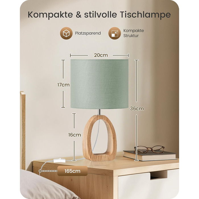 Дерев'яна настільна лампа GOEBLESON для спальні, вітальні, готелю. Сучасний дизайн, тепле світло 2700K, E27, подарунок. Модель ZME07TLD05N1 (кільцеподібна)