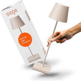 SIGOR Nuindie 2.0 mini - LED настільна лампа з акумулятором, IP54, 25 см, USB-C, 12 год, пісочний колір