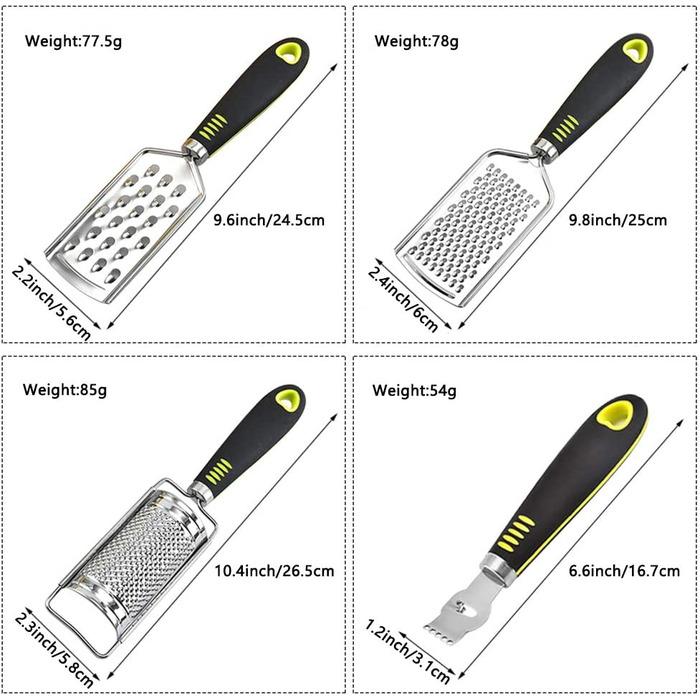 Набір терток для сиру - терка для пармезану терка для лимона терка з нержавіючої сталі, дрібна та крупна, терка для сиру терка для моркви хрін терка для моркви, терка кухонна терка для овочів, мускатний горіх морква лимон (макс. 60 символів), 4 шт.