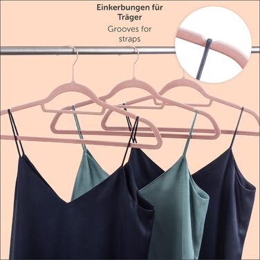 Набір вішалок для одягу Blumtal 50 шт. - обертаються на 360°, міцні, економія місця, не ковзають. Рожеві оксамитові вішалки з покриттям, 50 шт. Rosegold / Рожевий