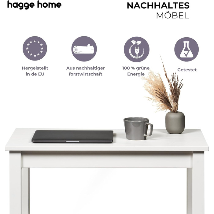 Стол журнальний/письмовий Hagge Home скандинавський, білий, 75x38x75 см