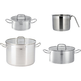 Каструля KHG 14 см з нержавіючої сталі, індукційне дно, 1.5 л, без покриття, для всіх плит (комплект)