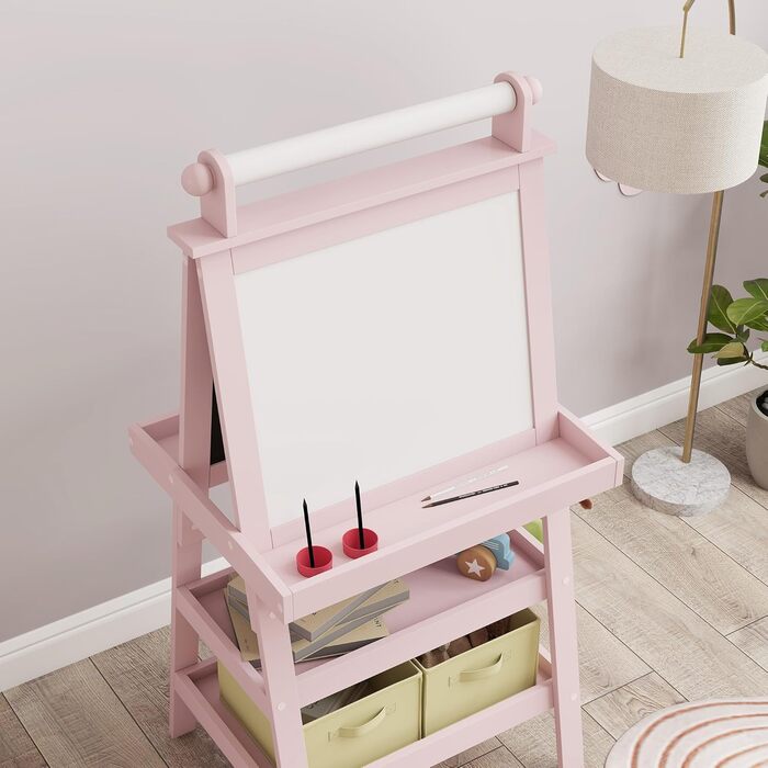 Дитяча фліпчарт AIYAPLAY 3 в 1 з магнітною дошкою та рулоном паперу - для дітей 3-6 років (зелене дерево, рожевий)