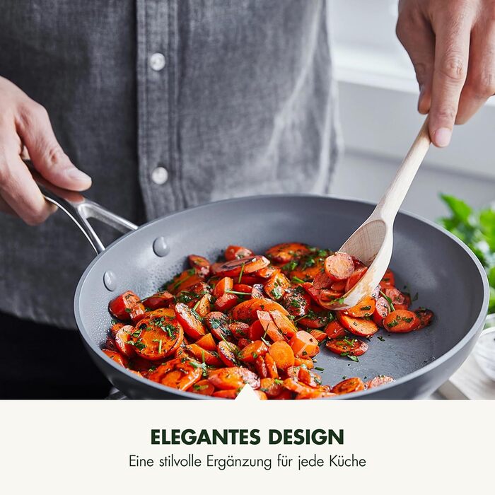 GreenPan Valencia Pro: сковорода з антипригарним покриттям Harteloxierte Keramik, 20 см та 26 см, без PFAS, з нержавіючою сталею, для індукційних плит, можна мити в посудомийній машині та використовувати в духовці, сірий колір