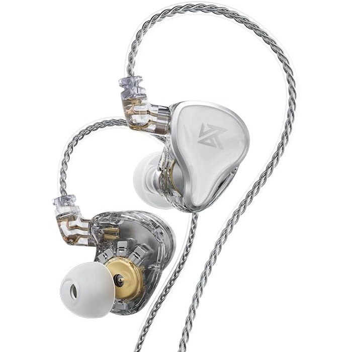 Внутрішньоканальний монітор LINSOUL KZ ZAS 7BA1DD, HiFi бас, гібридні навушники IEM, знімний кабель, сріблястий