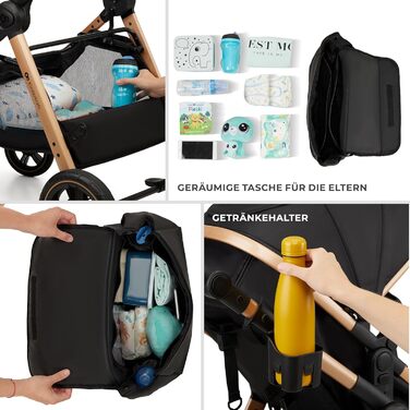 Дитяча коляска Kinderkraft ESME 3-в-1: комплект, до 22 кг, автокрісло I-size, бежевий колір