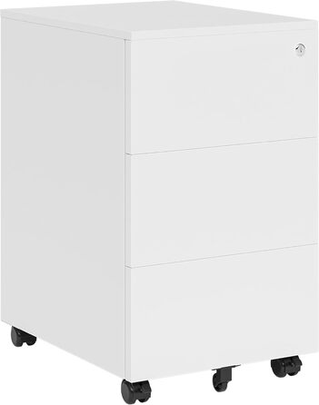 Контейнер на колесах STEELSØN з шухлядами Vespero, мобільний офісний шафчик, з можливістю замикання, 3 шухляди, білий, 65x39x50 см