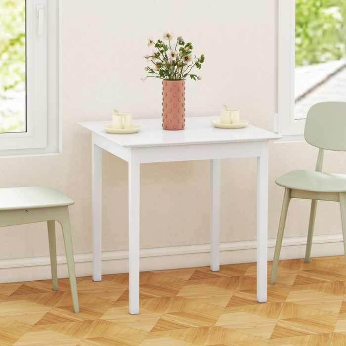 Обідній стіл для кухні, квадратний, сучасний дизайн, 75 см x 75 см x 76 см, білий