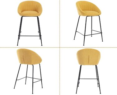 Набір з 2 барних стільців Chairus, жовті. Металевий каркас, льонова оббивка. Для кухні, дому, барної стійки.
