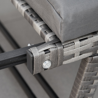 Розкішний садова софа з ротангу (поліротанг) на 2 особи. Ідеальне рішення для вашого саду або тераси! Зручна садова софа, диван для відпочинку, садова лавка або розкладне ліжко з підлокітниками. Міцна сталева конструкція. Колір: сірий. Розміри: 129 x 63 x