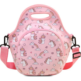 Сумка для дівчаток, шикарна сумка для ланч-боксу Chase для дітей, мила легка неопренова ізольована сумка для ланчу зі знімним регульованим плечовим ременем (Рожевий Єдиноріг)