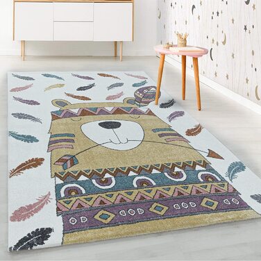 Домашній дитячий килим з коротким ворсом дизайн у вигляді індіанського ведмедя дитяча ігрова кімната дитяча кімната висота ворсу 8 мм М'який прямокутний круглий бігун колір розмір (200x290 см, жовтий)