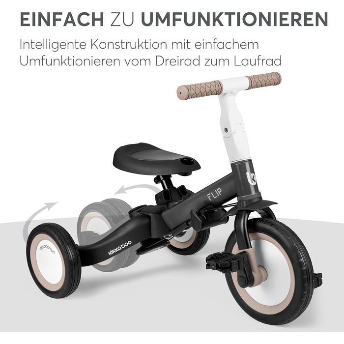 Триколісний велосипед KikkaBoo FLIP 5-в-1, з штовхальною ручкою, від 1 року до 5 років, армійсько-зелений