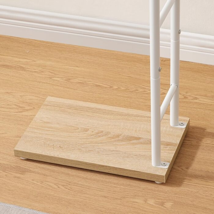 Підставка для рушників HOOBRO, стояча, з 2 перекладинами, білий + натуральне дерево, 40 x 24 x 80,5 см