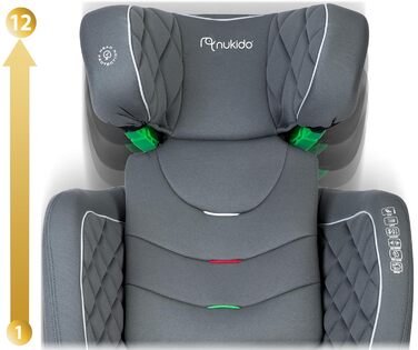 Автокрісло Nukido 15-36 кг для дітей 4-12 років, ISOFIX, регулювання підголівника та кута нахилу, сірого кольору