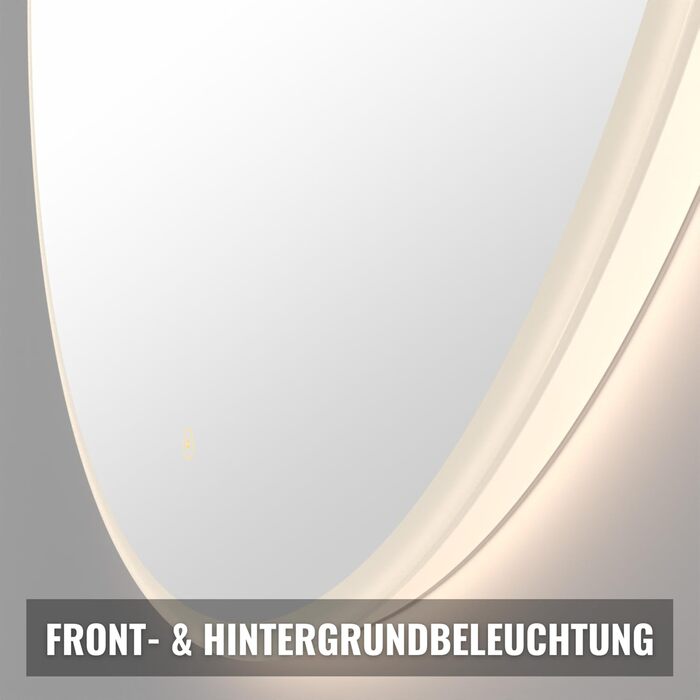 Дзеркало для ванної кімнати Loevschall Atlas з підсвічуванням, кругле, 60 см, без рами, сенсорне керування, LED-підсвічування, регульована яскравість, 60x60 см