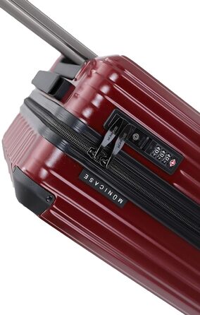 Чемодан подорожній з TSA-замком, телескопічною ручкою та 4 колесами, жорсткий корпус (Вишневий, маленький)