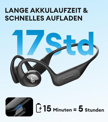 Спортивні навушники з відкритим вухом Edifier Comfo Run, Bluetooth 5.3, мікрофон, 17 годин, швидка зарядка, IP55