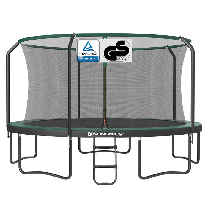 Батут SONGMICS вуличний Ø427 см з захисною сіткою та драбиною, чорно-зелений