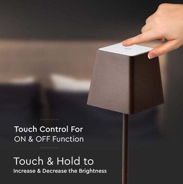 LED настільна лампа V-TAC з бездротовим живленням, сенсорне керування, акумулятор 4400 mAh, тепле світло 3000K, IP54, коричневий колір, для дому та вулиці