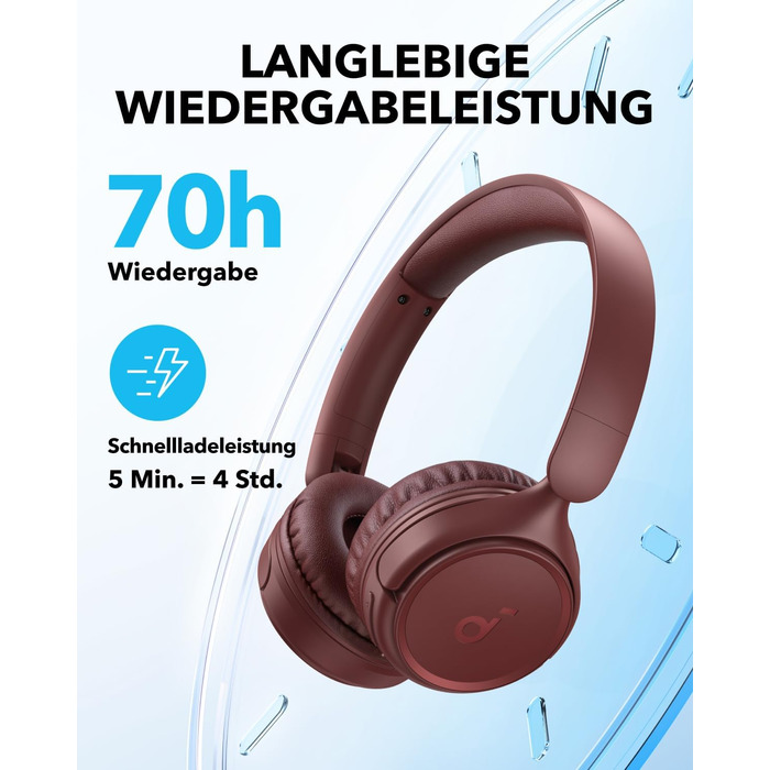 Бездротові накладні навушники Soundcore H30i, складні, 70 год, Bluetooth 5.3, керування програмами, багатоточкові, червоний