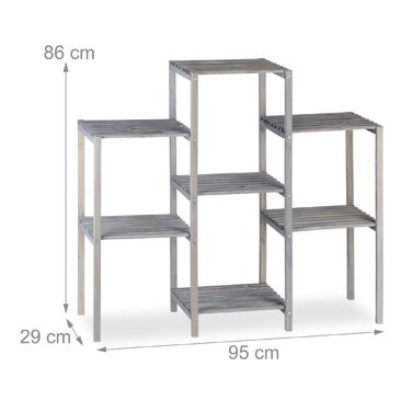 Стелаж для квітів Relaxdays сірого кольору з дерева