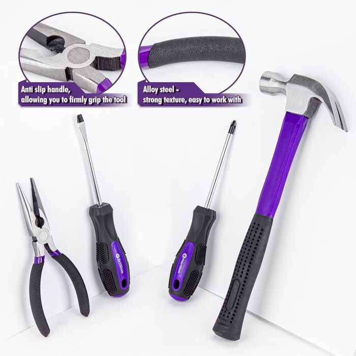 Набір інструментів CARTMAN 148 предметів для дому в пластиковому кейсі, синьо-фіолетовий