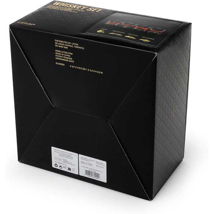 Набір склянок для віскі LIITON American Peaks Kristall 4 шт., 300 мл, для охолодження коктейлів, подарунок для чоловіків