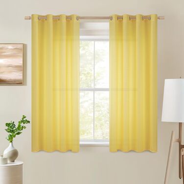 Шарф на вікно Topfinel Voile Curtains напівпрозорий лляна текстура 45x140 см, комплект з 2 шт.