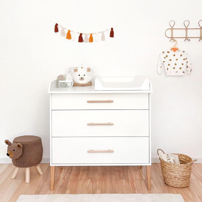 Комод для переодягання ATB ILA з пеленальним столиком - Комплект для дитячої кімнати, білий