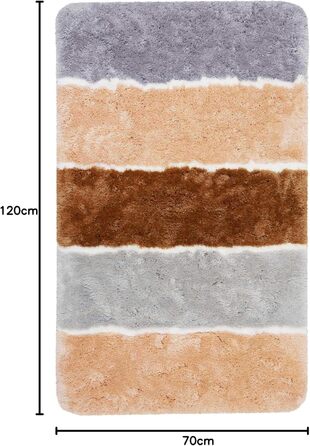 Килимок для ванної кімнати Rio Marina: м'який, пухнастий, антиковзний, 70 x 120 см, лосось/сірий/коричневий