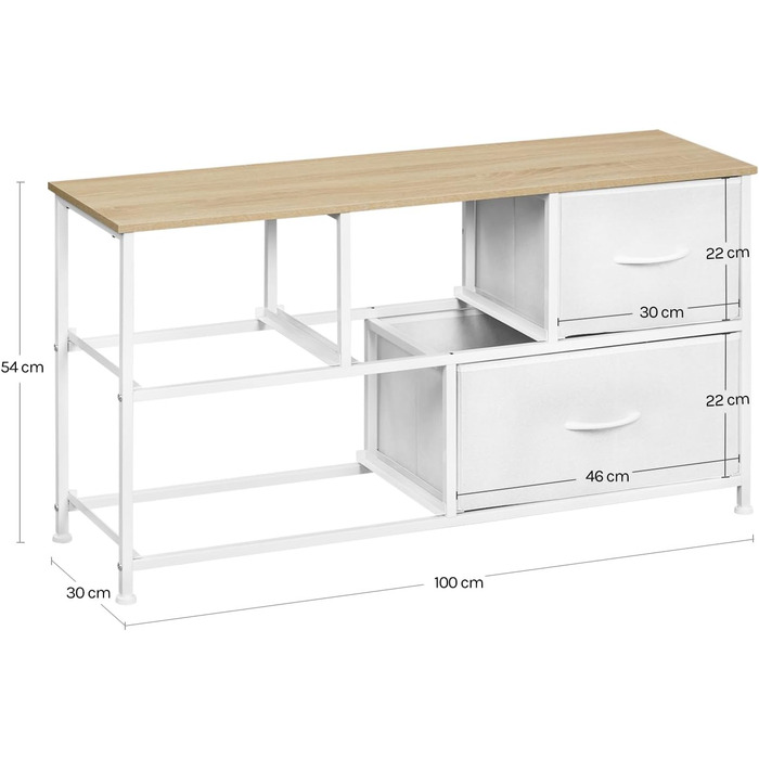 Комод WOLTU з 5 висувними ящиками з тканини, шафа-комод, тумба під TV, для вітальні, спальні, передпокою, з металевим каркасом та ДСП, білий, SSK005ws, білий, 5 тканинних ящиків