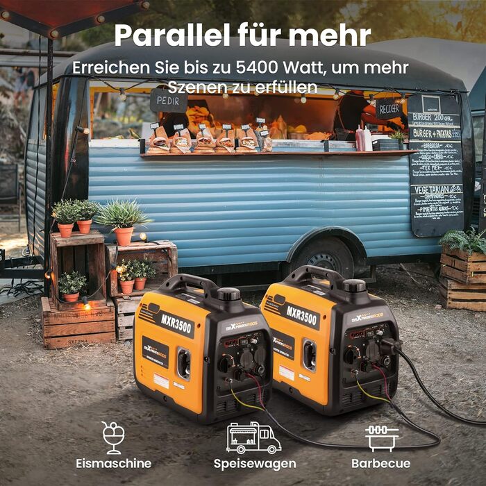 Інверторний генератор maXpeedingrods 3300W: тихий, портативний, для кемпінгу та подорожей, з USB та 230V, 4-тактний, бензиновий