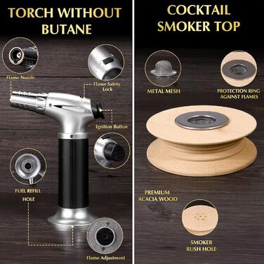 Набір для копчення коктейлів CWLAKON: для віскі, бурбону, Old Fashioned (з 6 дерев'яними стружками)